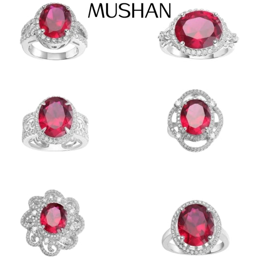 Bague MUSHAN personnalisée en argent sterling 925, rubis rouge de laboratoire taille coussin, bague quotidienne pour femme, plaqué or 18 carats avec certificat GRC
