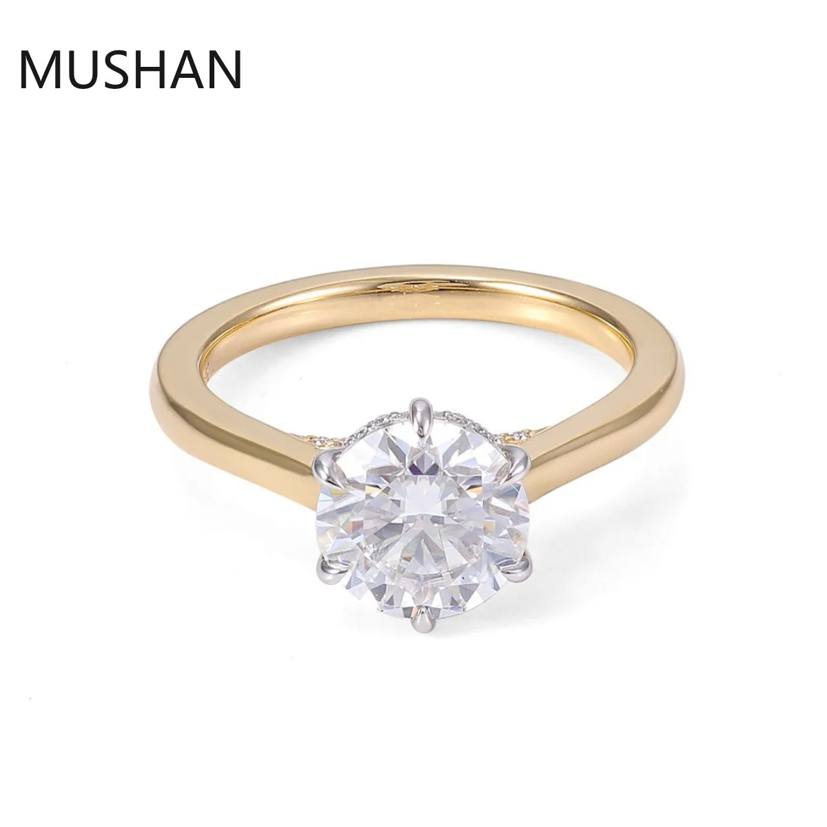 MUSHAN Luxury Custom 14K 18K Gold Rings Band Jewelry With Moissanite Diamond Lab Grown Gemstones Diamond Wedding Ring For Women