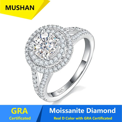 Bague MUSHAN Luxury Jewelry en argent sterling 925 pour femme, diamant moissanite émeraude certifié GRA, couleur D, joaillerie fine