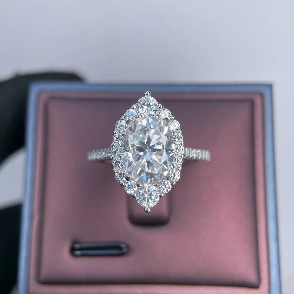 Anillo de joyería de lujo MUSHAN de plata de ley 925 para mujer, anillo de diamante de moissanita con certificado GRA, color esmeralda D, joyería fina