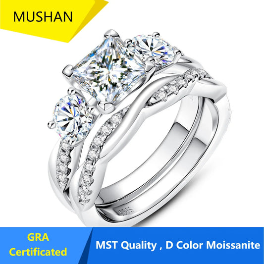 MUHAN Luxury Jewelry  925 Sterling Silver Ring Wedding Band  Women GRA Certificate Moissanite Diamond Rings D Color Fine Jewelry