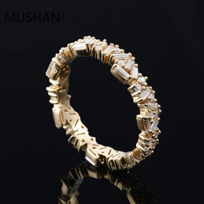 MUSHAN Luxury Custom 14K 18K Gold Rings Band Jewelry With Moissanite Diamond Lab Grown Gemstones Diamond Wedding Ring For Women