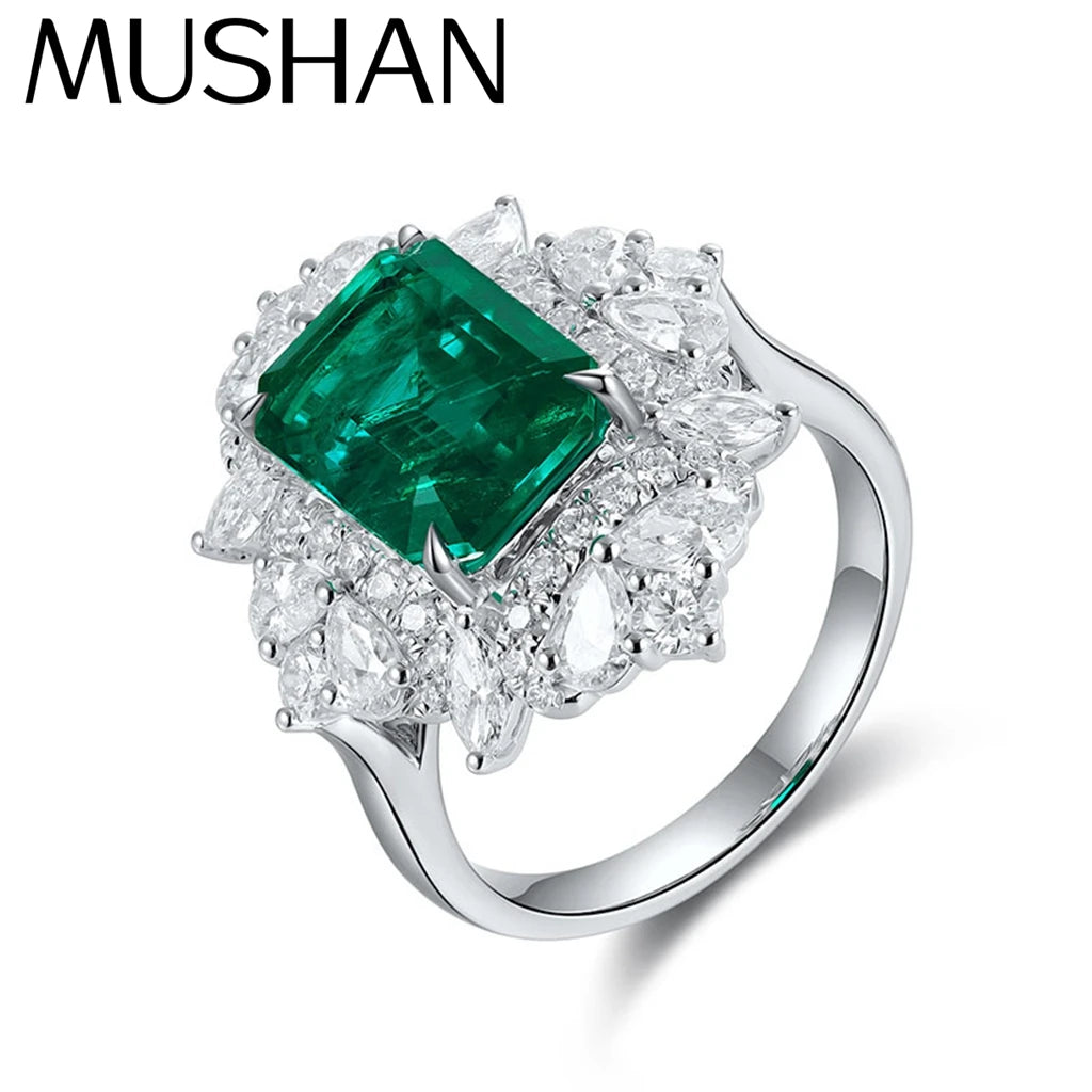 MUSHAN Custom Luxury 18k Gold Jewelry 925 Sterling Silver Ring Lab Grown Emerald Ruby Sapphire Ring Band for Women Fine Jewelry