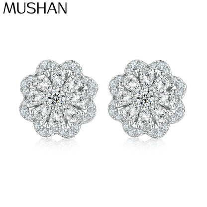 MuShan Luxury Jewelry 925 Sterling Silver Earrings Zircon 5A Dangle Party for Wife Real Gold Plated Fine Jewelry Earring