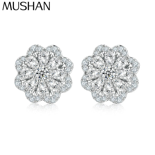 Boucles d'oreilles MuShan Luxury Jewelry en argent sterling 925, pendantes avec zircon 5A, plaqué or véritable, bijoux raffinés pour femme, idéales pour les soirées