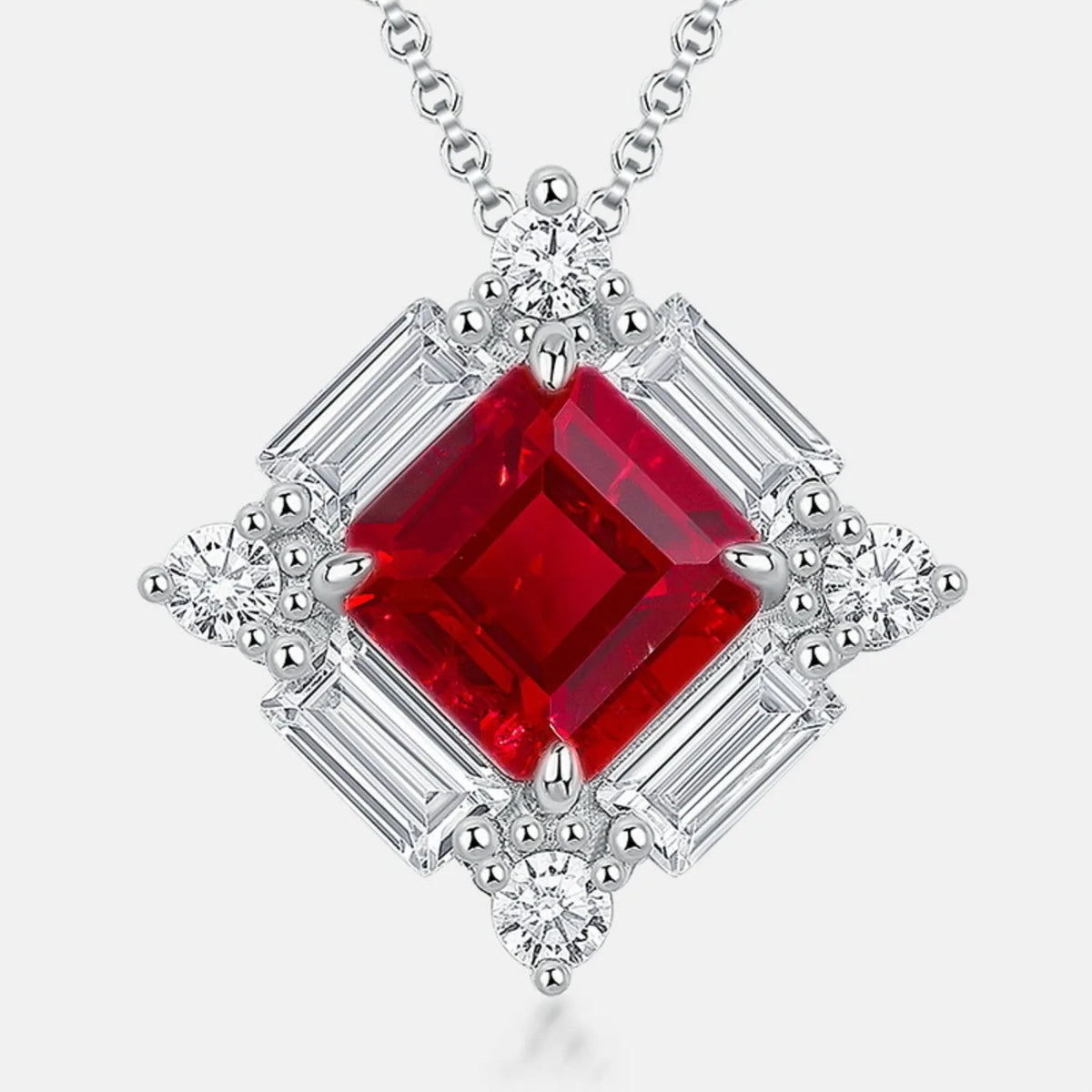 MUSHAN Luxury Jewelry 925 Sterling Silver Chain Pendant Necklace Lab Grown Emerald Ruby Gemstones Necklaces Pendants GRC Jewelry