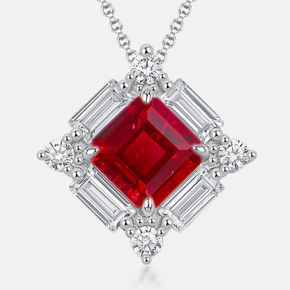 MUSHAN Luxury Jewelry 925 Sterling Silver Chain Pendant Necklace Lab Grown Emerald Ruby Gemstones Necklaces Pendants GRC Jewelry