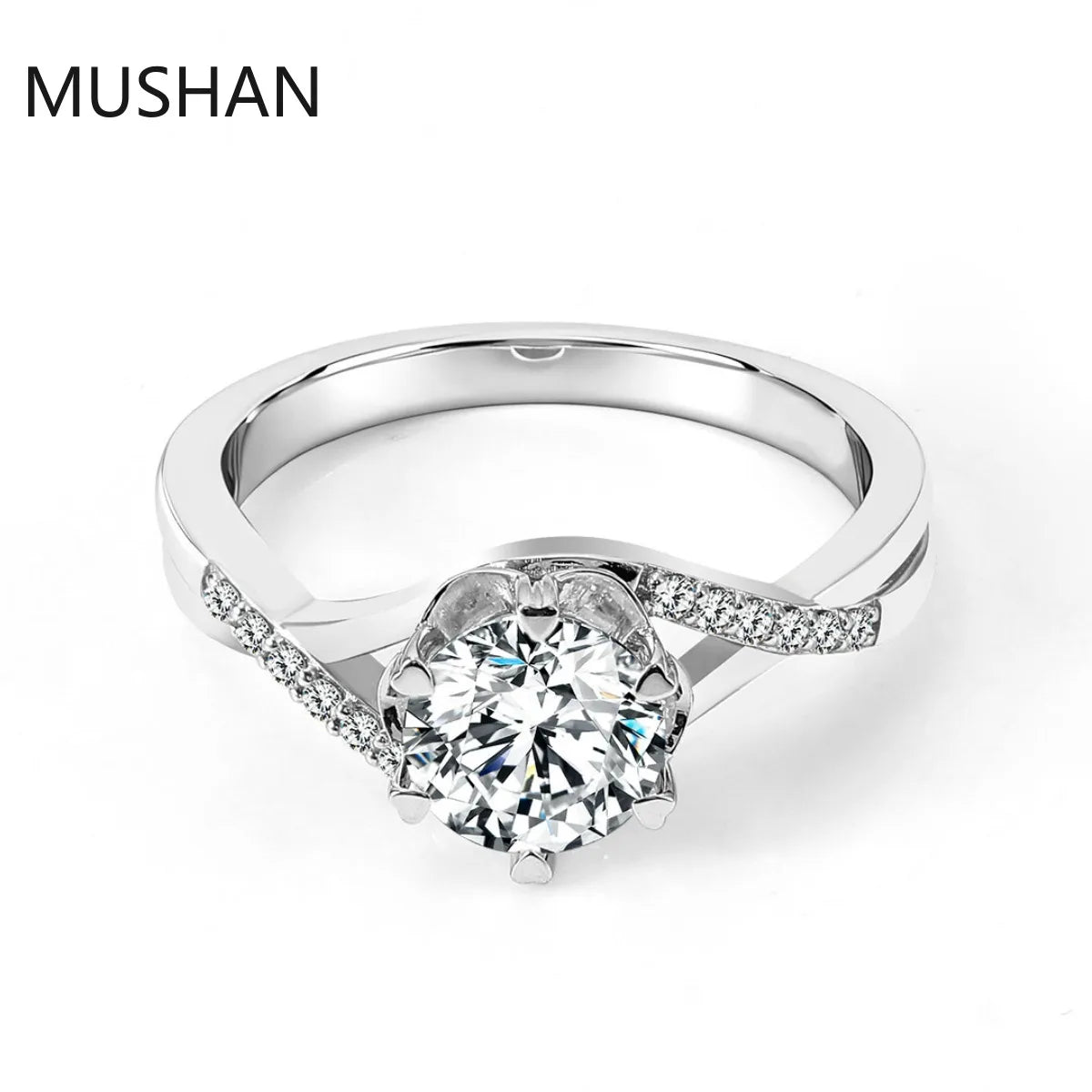 MUSHAN Luxury Custom 14K 18K Gold Rings Band Jewelry With Moissanite Diamond Lab Grown Gemstones Diamond Wedding Ring For Women