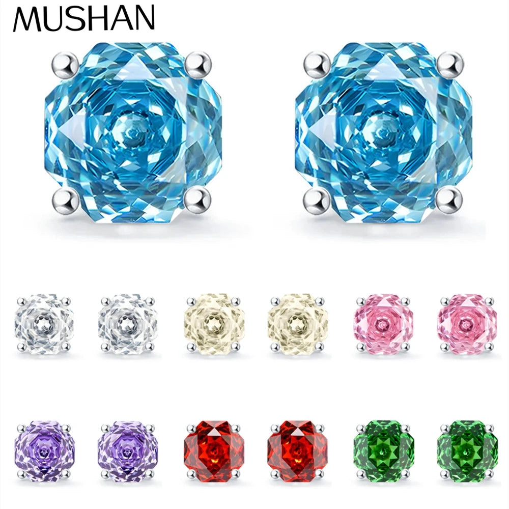 MuShan Jewelry 925 Sterling Silver Stud Earrings Dangle HCD Gemstones Engagement Party Premium Jewelry Women Earring Fine Jewelr