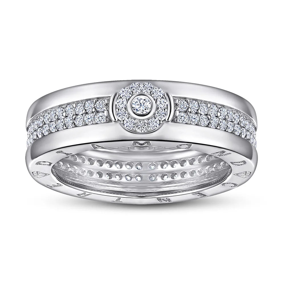 MuShan Jewelry 925 Sterling Silver Rings Bands Engagement Ring 7A Cubic Zirconia Elegant Delicate Anniversary  Women Gift