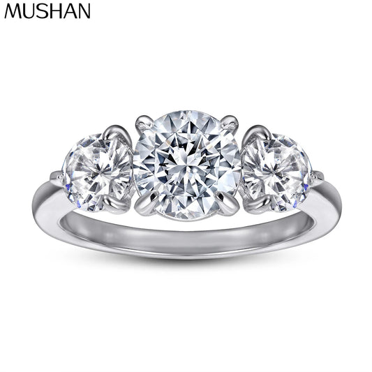 MuShan Jewelry 925 Sterling Silver Rings Bands Engagement Ring 7A Cubic Zirconia Valentine Romantic Anniversary  Women Gift