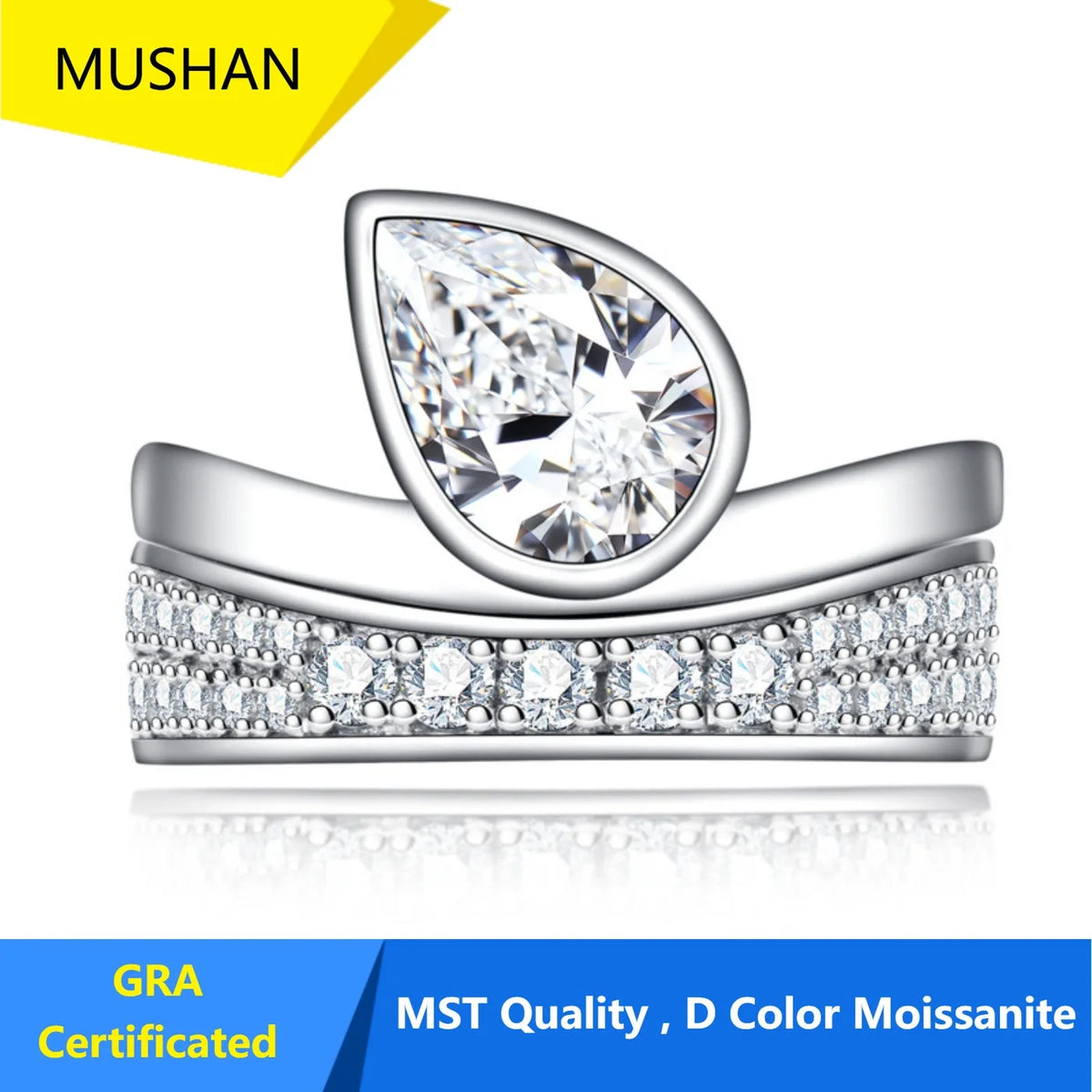 MUHAN Luxury Jewelry  925 Sterling Silver Ring Wedding Band  Women GRA Certificate Moissanite Diamond Rings D Color Fine Jewelry