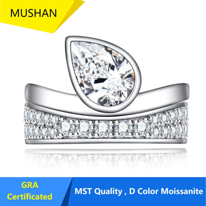 MUHAN Luxury Jewelry  925 Sterling Silver Ring Wedding Band  Women GRA Certificate Moissanite Diamond Rings D Color Fine Jewelry