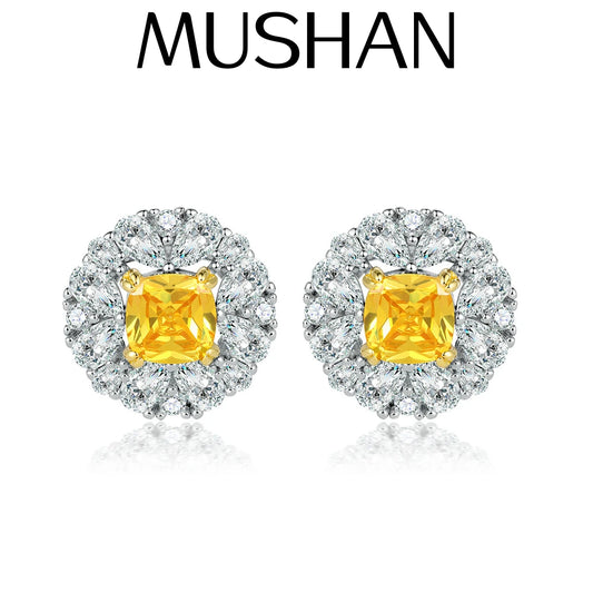 MuShan Luxury Jewelry 925 Sterling Silver Earrings Cubic Zirconia 5A Hoop Party Women Rhodium Plated Fine Jewelry Earring