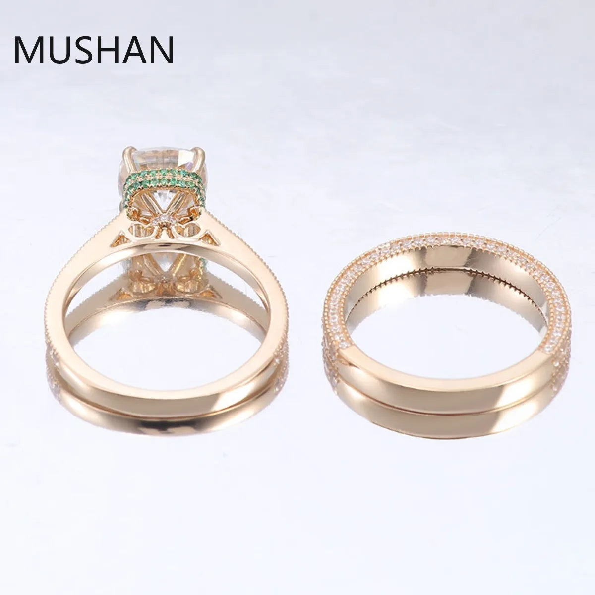 MUSHAN Anillos de lujo personalizados de oro de 14K y 18K, joyería con moissanita, diamantes de laboratorio y gemas, anillo de boda de diamantes para mujer