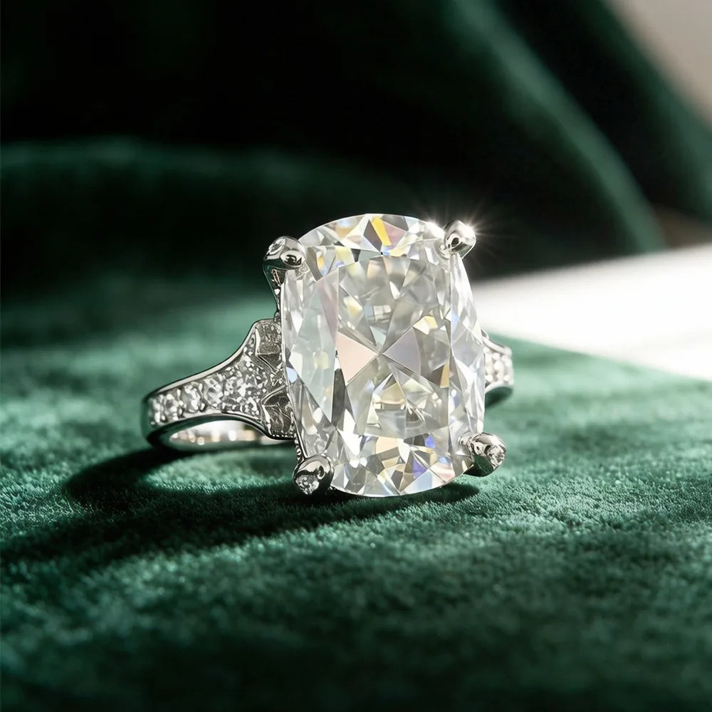 MUSHAN Luxury Jewelry 925 Sterling Silver Ring Band Women GRA Certificated Moissanite Diamond Emerald D Color Rings Fine Jewelry
