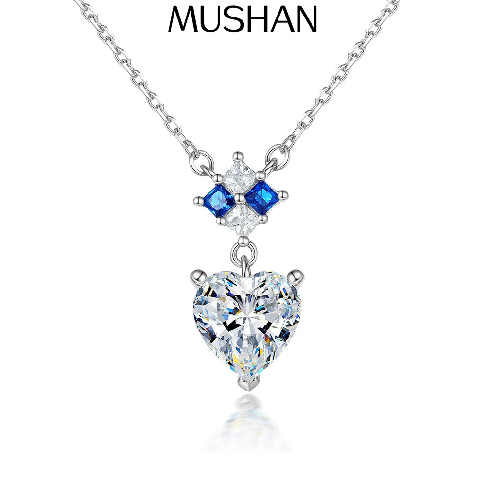 146	MuShan Designer Jewelry 925 Sterling Silver Necklace Zircon 5A Halo Engagement for Her Rhodium Plated Premium Jewelry Pendan