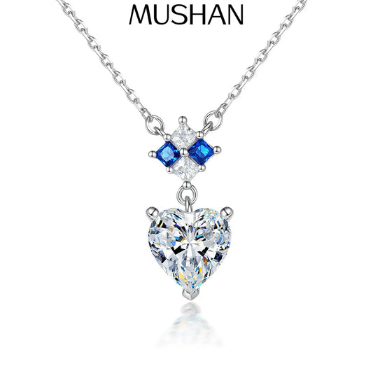 146	MuShan Designer Jewelry 925 Sterling Silver Necklace Zircon 5A Halo Engagement for Her Rhodium Plated Premium Jewelry Pendan