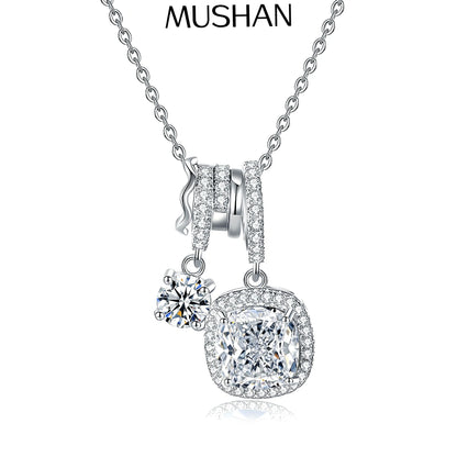 MuShan Luxury Jewelry 925 Sterling Silver Necklace Collar Brilliant Moissanite Girls Best Mom Platinum Plated MST Patent Collars