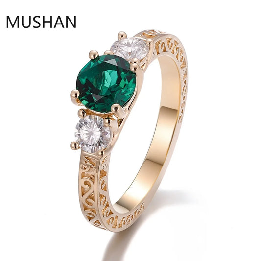 MUSHAN Luxury Custom 1ct Lab Grown Emerald Rings Band 14K 18K Gold Jewelry IGI Certificate Diamond Women Gifts Wedding Ring