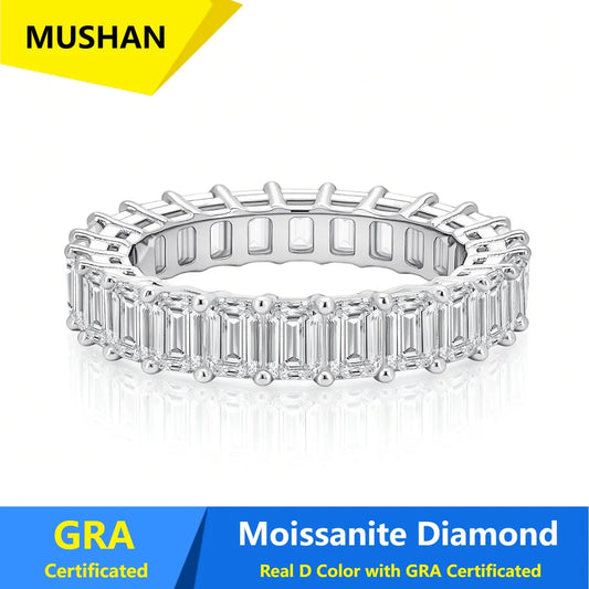Bague MUSHAN Luxury Jewelry en argent sterling 925 pour femme, avec diamant moissanite 6,6 carats certifié GRA, couleur D, bijou raffiné