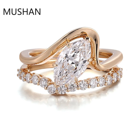 MUSHAN Luxury Custom 2ctw Diamond Ring Pt950 14K 18K Gold Jewelry IGI Certificated Lab Grown Diamond Wedding Ring Band for Women