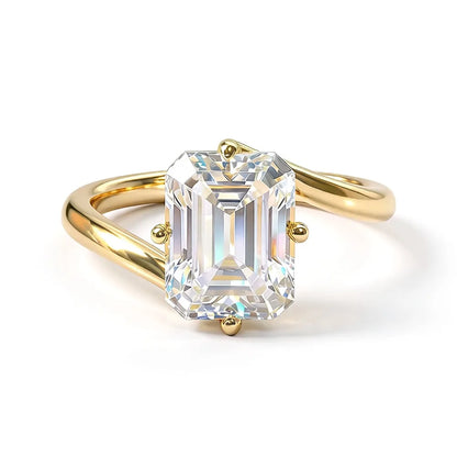 Anillo de lujo MUSHAN de plata de ley 925 para mujer, con diamante moissanite esmeralda de color D certificado por GRA, joyería fina