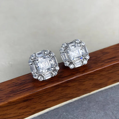 MuShan Brand Jewelry 925 Sterling Silver Earrings Moissanite Diamond Huggie Office Women 18K Rose Gold Plated MST Patent Earring