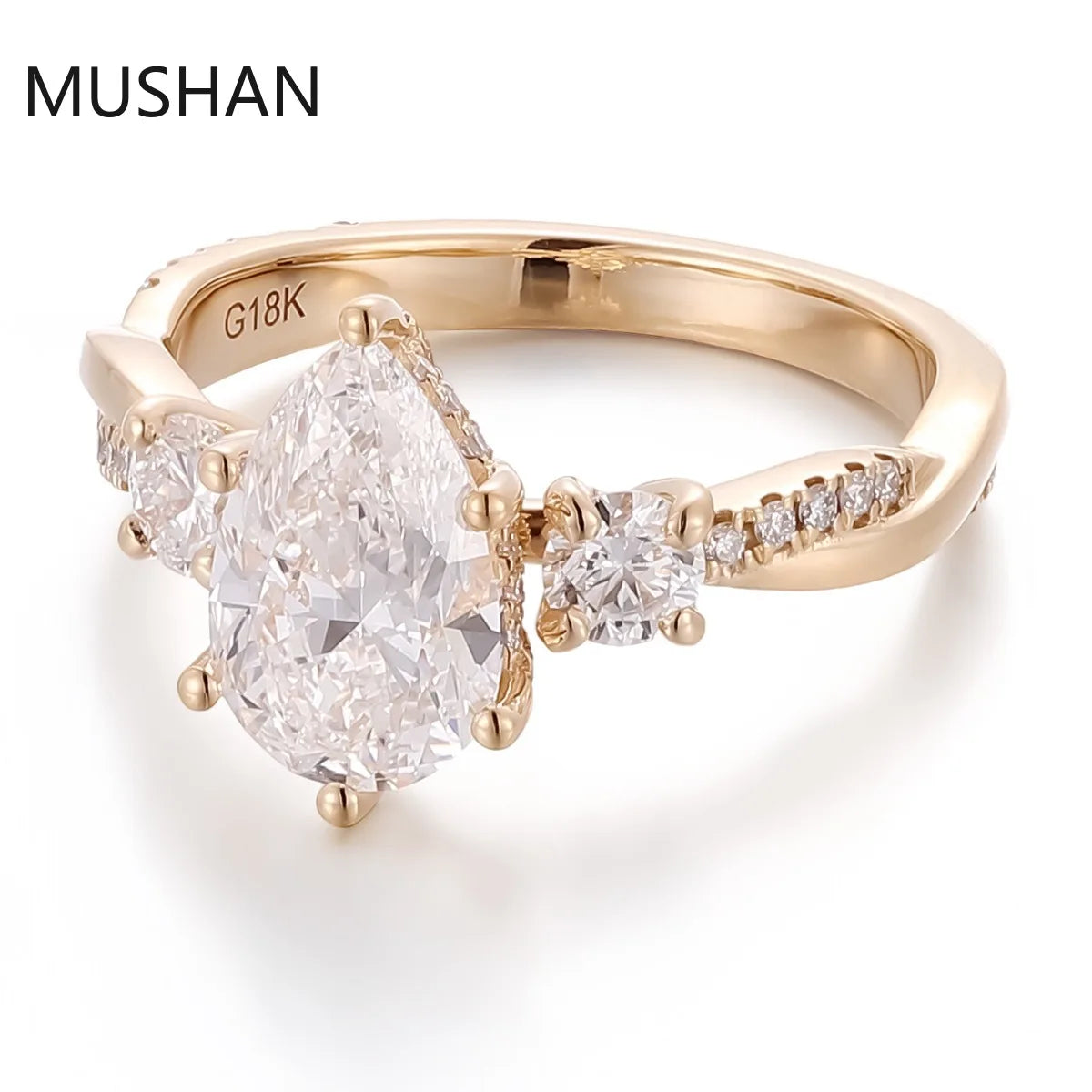 MUSHAN Luxury Custom 14K 18K Gold Rings Band Jewelry With Moissanite Diamond Lab Grown Gemstones Diamond Wedding Ring For Women