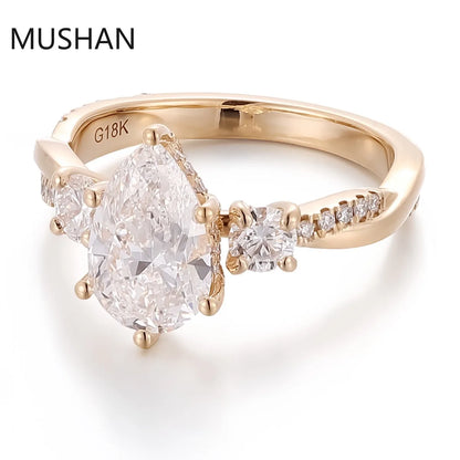 MUSHAN Luxury Custom 14K 18K Gold Rings Band Jewelry With Moissanite Diamond Lab Grown Gemstones Diamond Wedding Ring For Women