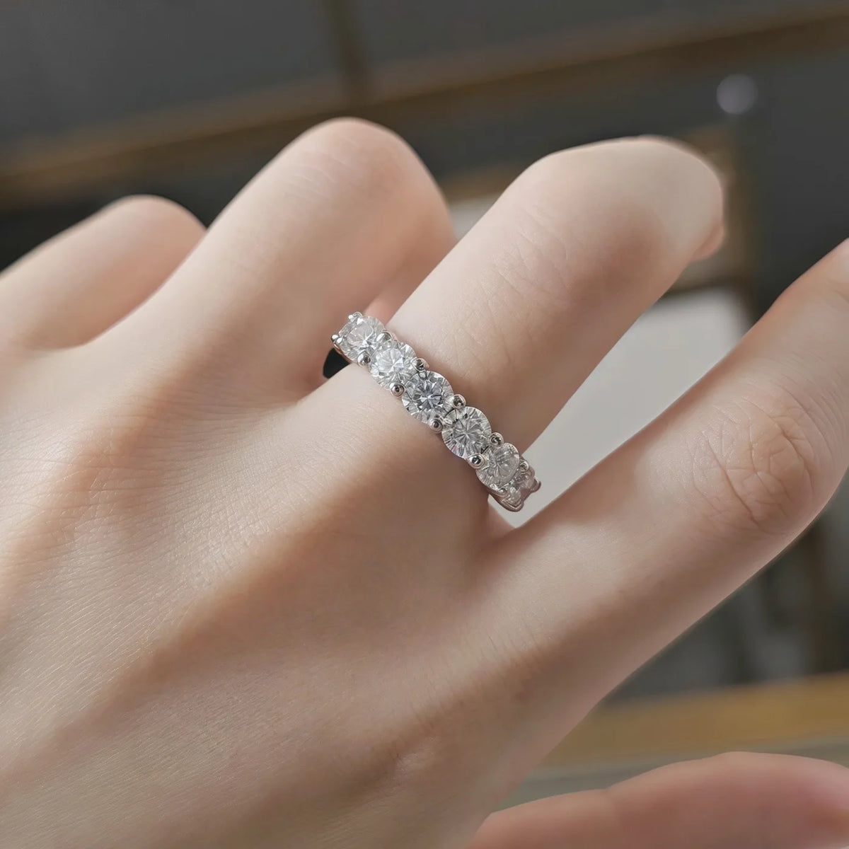 Joyas de lujo MUHAN, anillo de plata de ley 925, alianza de boda, anillos de diamantes de moissanita con certificado GRA para mujer, color D, joyería fina