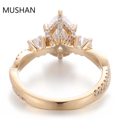 MUSHAN Luxury Custom 14K 18K Gold Rings Band Jewelry With Moissanite Diamond Lab Grown Gemstones Diamond Wedding Ring For Women