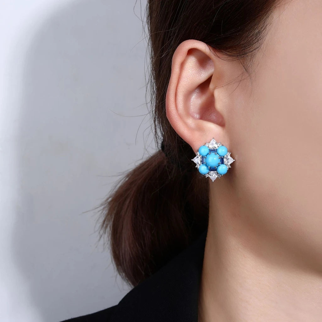 MuShan Jewelry 925 Sterling Silver Earring 5A CZ Gemstones Designer High Carbon Gemstones 925 Sterling Silver Studs Accessories