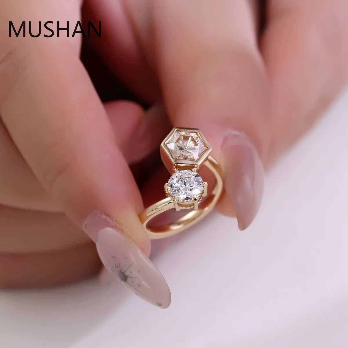 MUSHAN Luxury Custom 14K 18K Gold Rings Band Jewelry With Moissanite Diamond Lab Grown Gemstones Diamond Wedding Ring For Women
