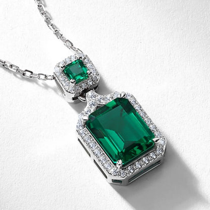MUSHAN Luxury Jewelry 925 Sterling Silver Chain Pendant Necklace Lab Grown Emerald Ruby Gemstones Necklaces Pendants GRC Jewelry