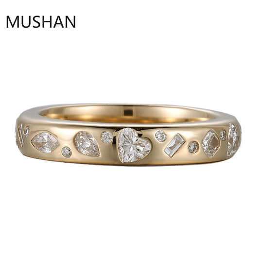 MUSHAN Luxury Custom 14K 18K Gold Rings Band Jewelry With Moissanite Diamond Lab Grown Gemstones Diamond Wedding Ring For Women