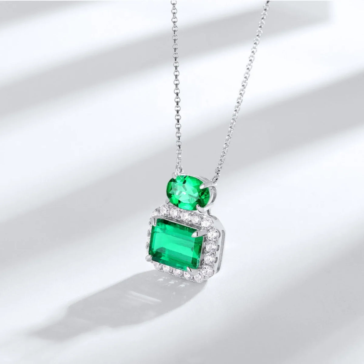 MUSHAN Luxury Jewelry 925 Sterling Silver Chain Pendant Necklace Lab Grown Emerald Ruby Gemstones Necklaces Pendants GRC Jewelry