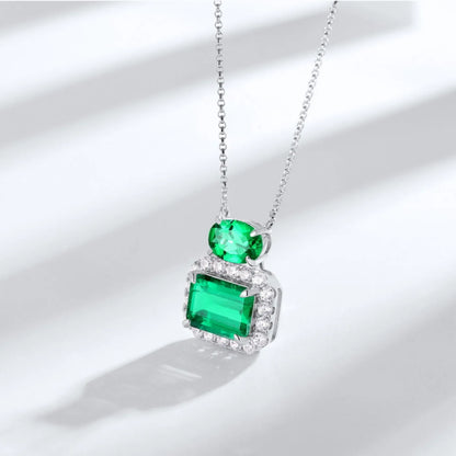 MUSHAN Luxury Jewelry 925 Sterling Silver Chain Pendant Necklace Lab Grown Emerald Ruby Gemstones Necklaces Pendants GRC Jewelry