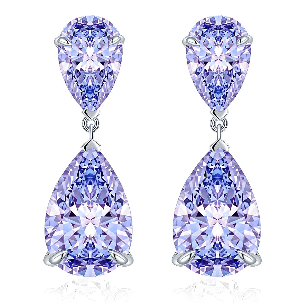 MuShan Jewelry 925 Sterling Silver Stud Earrings Dangle High Carbon Diamond Elegant Her Gift Women Earring Fine Jewelry