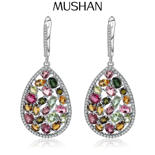 Pendientes MUSHAN de joyería personalizada en plata de ley 925 con rubí verde de laboratorio en forma de corazón, para mujer, estilo formal, chapados en oro de 18K, ideales para aniversario