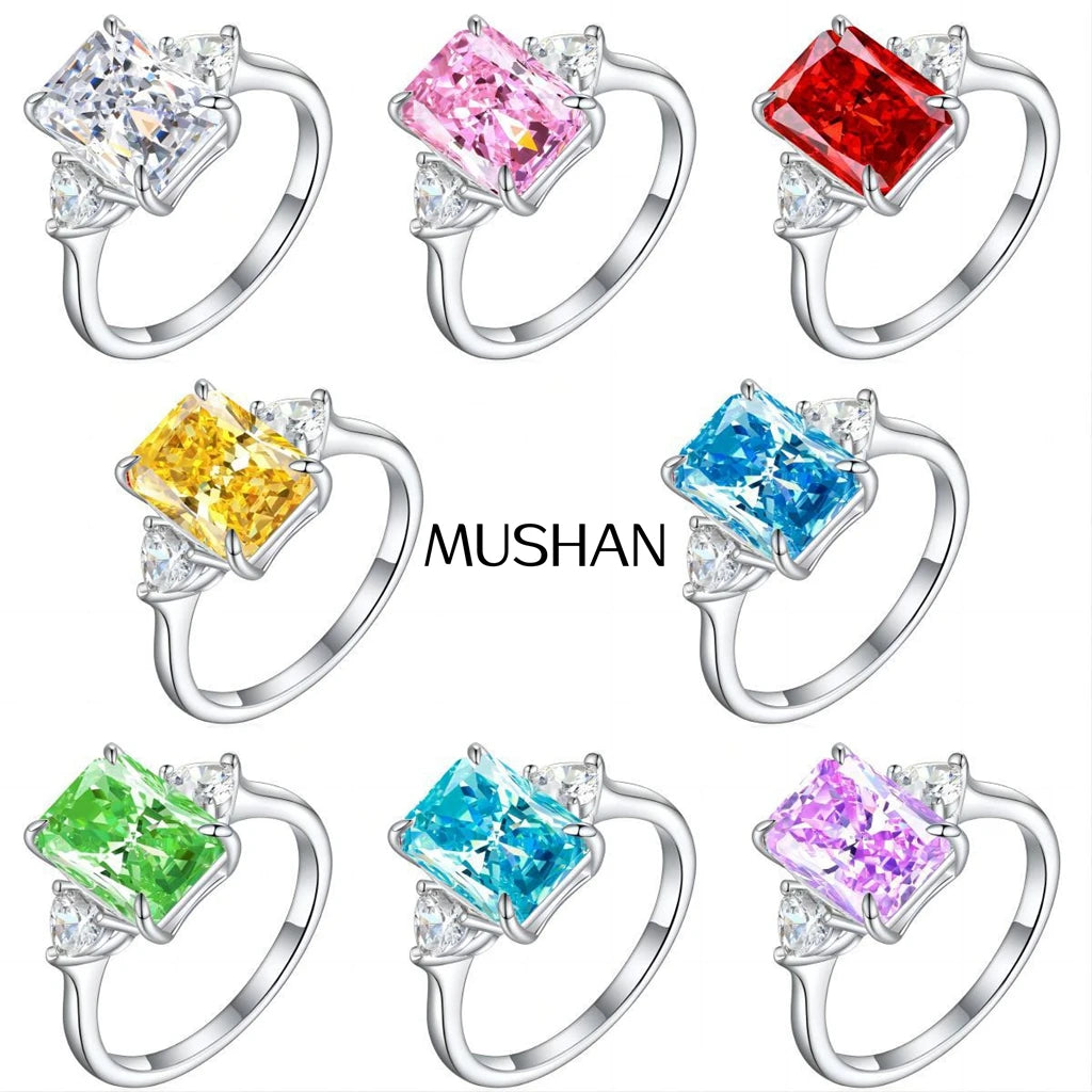 MuShan Jewelry 925 Sterling Silver Ring Wedding Band High Carbon Diamond Daughter Gift Elegant Jewelry Women Rings Fine Jewelry