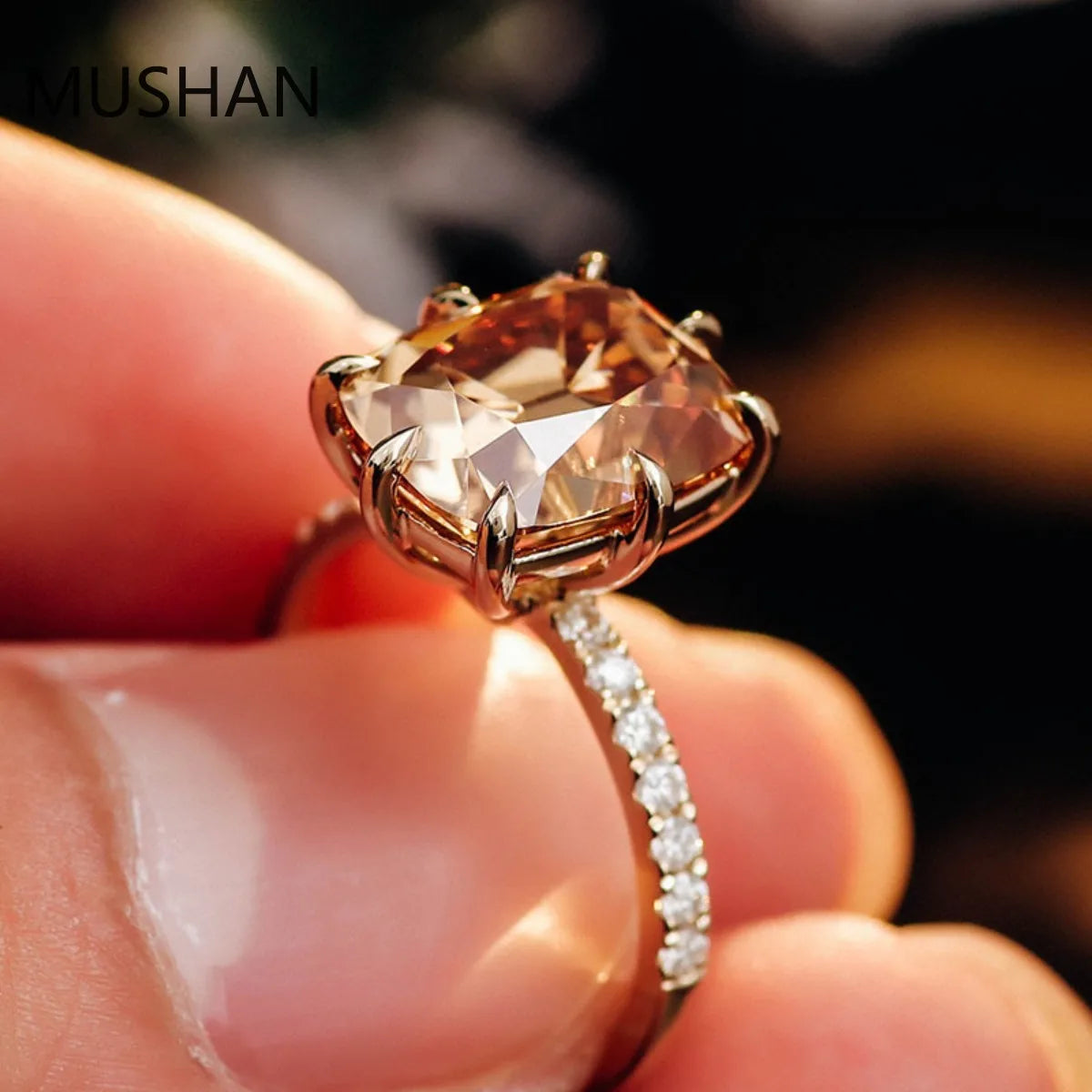 MUSHAN Luxury Custom 14K 18K Gold Rings Band Jewelry With Moissanite Diamond Lab Grown Gemstones Diamond Wedding Ring For Women