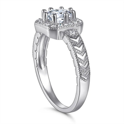 MuShan Jewelry 925 Sterling Silver Rings Bands Engagement Ring 7A Cubic Zirconia  Her Rings Bands Anniversary  Women Gift