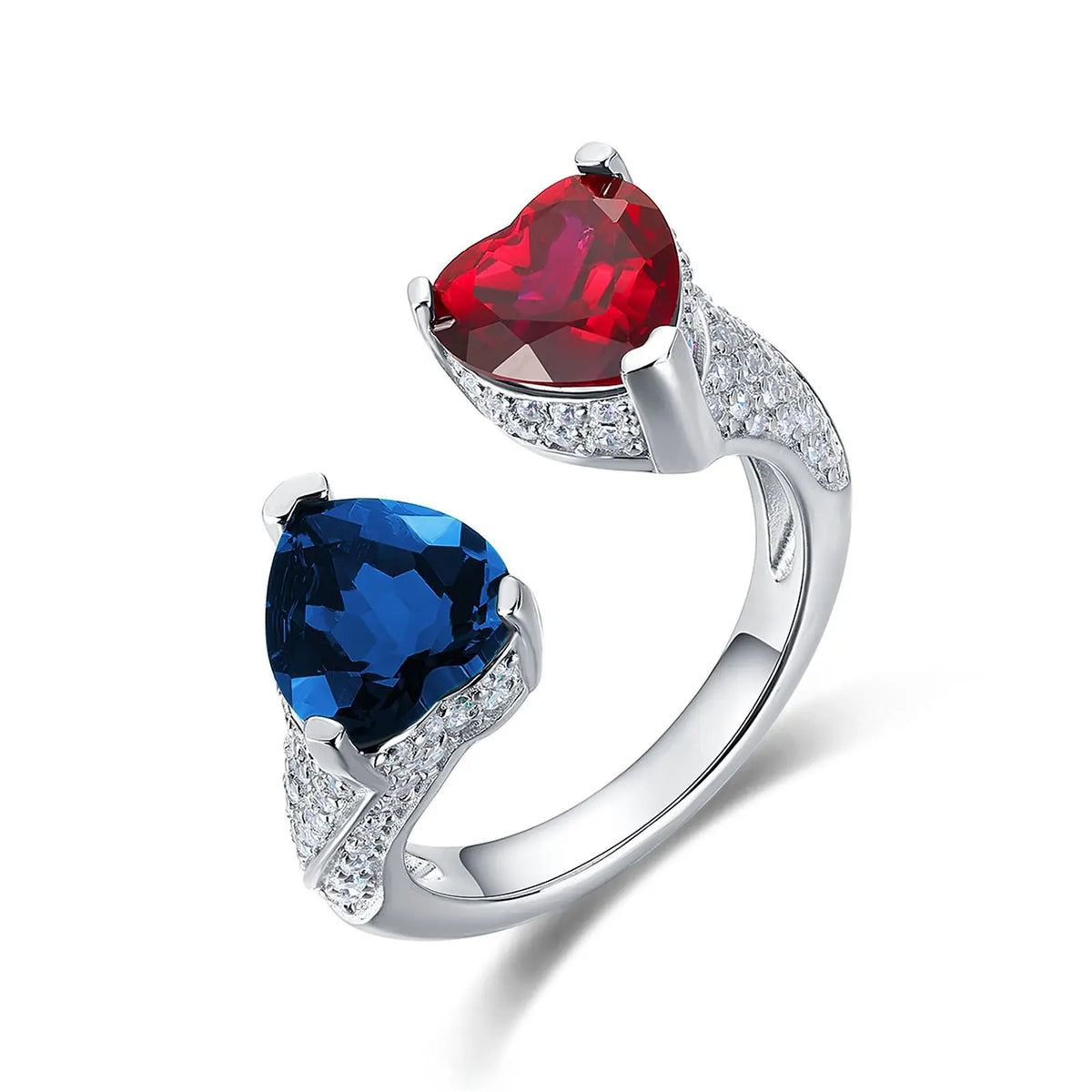 Anillo de joyería de lujo MUSHAN Love Growing con piedras preciosas, fabricado en plata de ley S925, engastado con piedra preciosa roja cultivada, diseño abierto