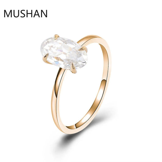 MUSHAN Luxury Custom 14K 18K Gold Rings Band Jewelry With Moissanite Diamond Lab Grown Gemstones Diamond Wedding Ring For Women