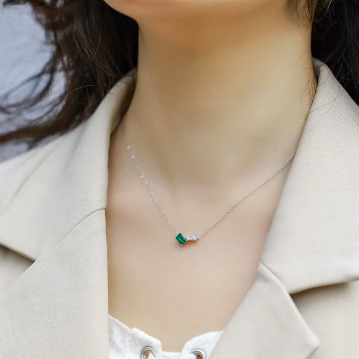 MUSHAN Luxury Jewelry 925 Sterling Silver Chain Pendant Necklace Lab Grown Emerald Ruby Gemstones Necklaces Pendants GRC Jewelry