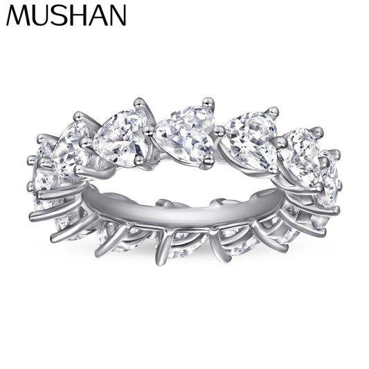 Anillos de compromiso de plata de ley 925 MuShan Jewelry, alianzas con circonita cúbica 7A, anillos de lujo para regalo de aniversario para mujer