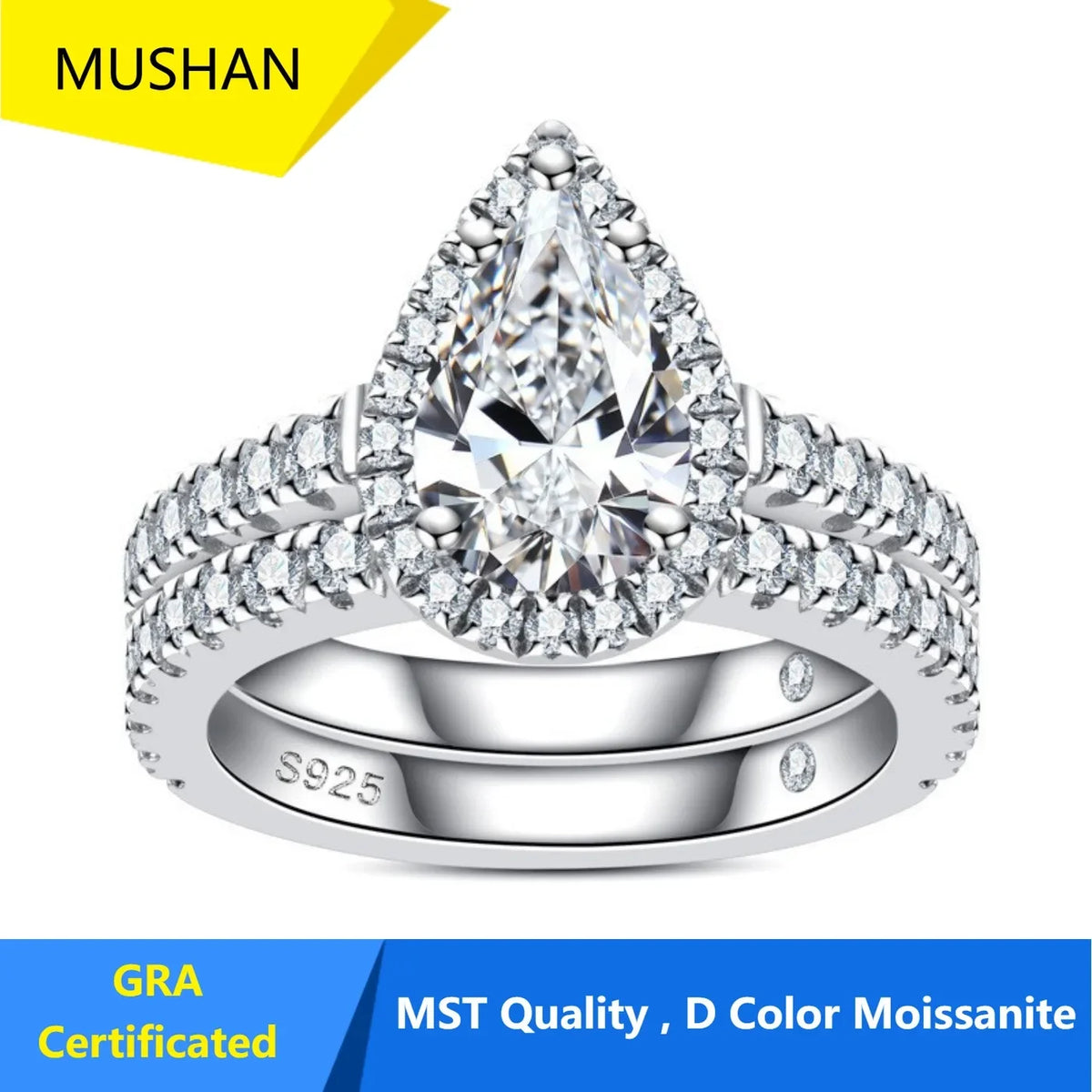 MUHAN Luxury Jewelry  925 Sterling Silver Ring Wedding Band  Women GRA Certificate Moissanite Diamond Rings D Color Fine Jewelry