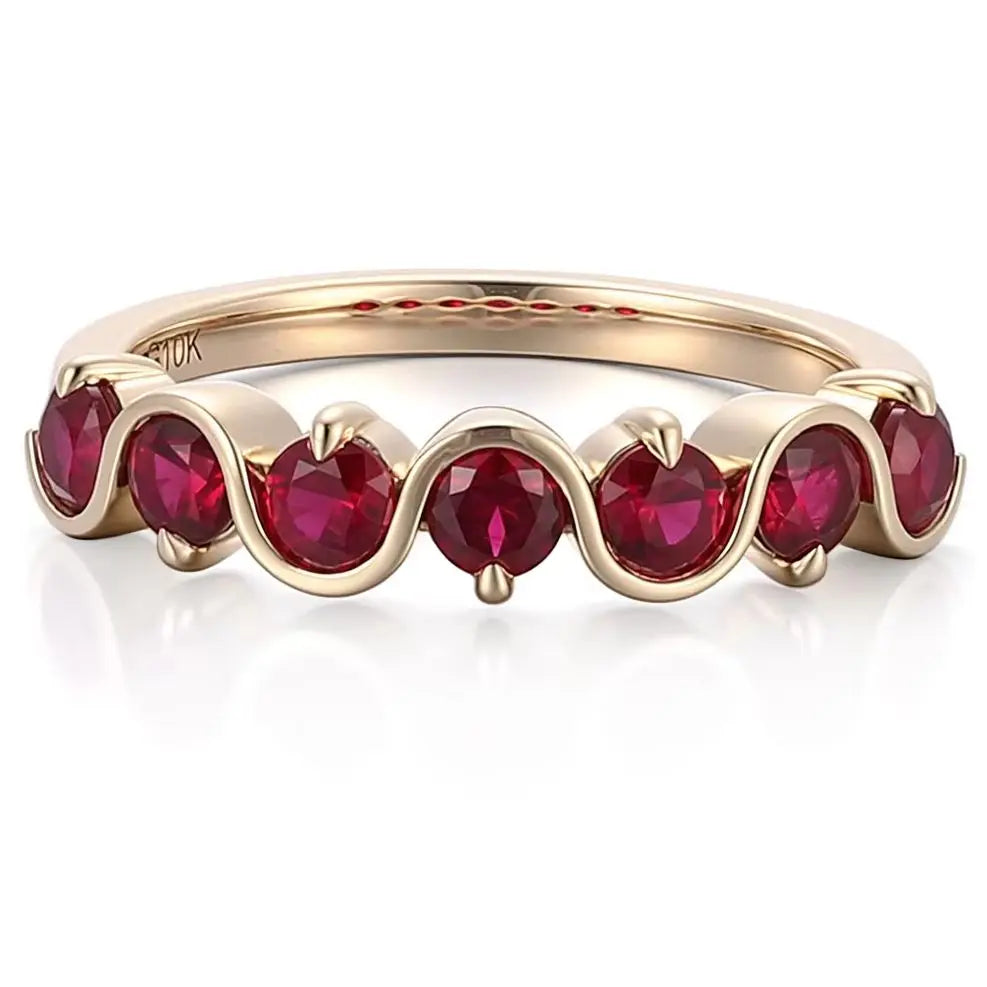 MUSHAN Custom Jewelry 10k 14k 18k Gold Rings Lab Grown Emerald Ruby Round Gemstones Ring for Women Party Wedding Fine Jewelry