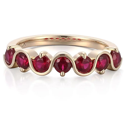 MUSHAN Custom Jewelry 10k 14k 18k Gold Rings Lab Grown Emerald Ruby Round Gemstones Ring for Women Party Wedding Fine Jewelry